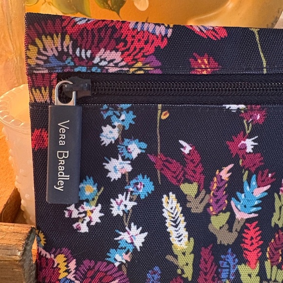 Vera Bradley Cosmetic Bag in Black and Red with Floral Design - Picture 2 of 6